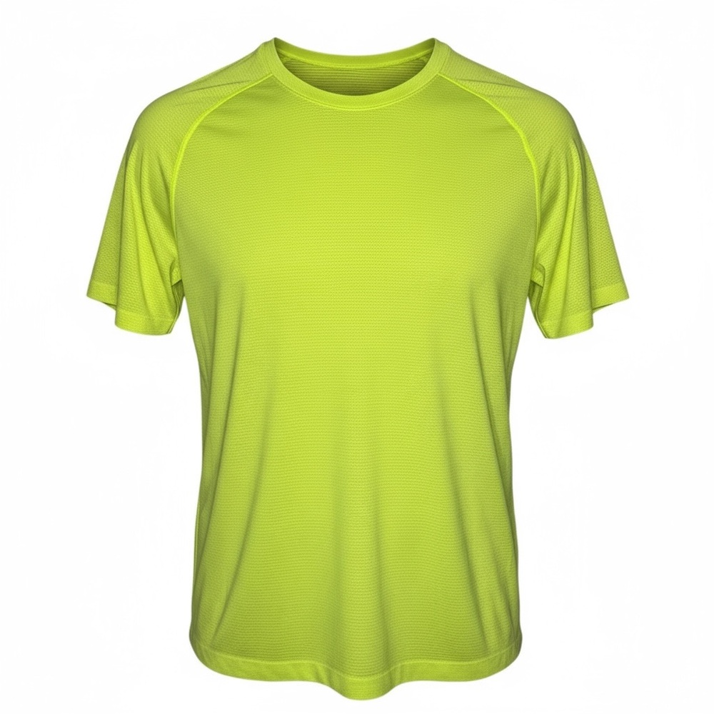 Men’s Lululemon Neon Saftey Green Tshirt Short Sleeve Large‎